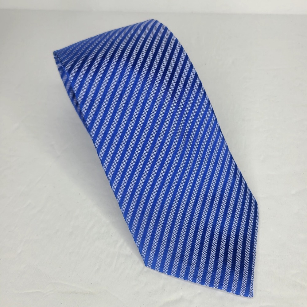 Donald Trump‎ Blue Striped Silk  Neck Tie Gold Bar Signature Collection Handmade